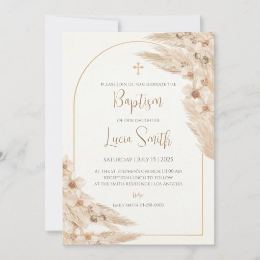 ガールバプテスマ招待状《キリスト教》洗礼式や命名式招待状ガールズ 招待状 (正面)