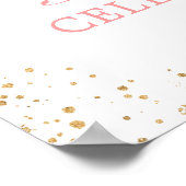 ガールバプテスマ赤面ピンクフローラ金ゴールドクロスサイン ポスター (角)