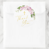 ガールバプテスマ赤面ピンク花グロスサンキューサンキュー ラウンドシール (バッグ)