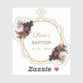 ガールバプテスマ金ゴールドクロスバーガンディープオーニーフローラ シール (シート)