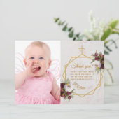 ガールバプテスマ金ゴールドクロスマーブルピーニーバタフライ サンキューカード (スタンド正面)