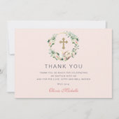 ガールバプテスマ《キリスト教》洗礼式や命名式フローラ写真 サンキューカード (正面)