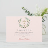 ガールバプテスマ《キリスト教》洗礼式や命名式フローラ写真 サンキューカード (スタンド正面)