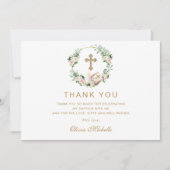 ガールバプテスマ《キリスト教》洗礼式や命名式フローラ写真 サンキューカード (正面)