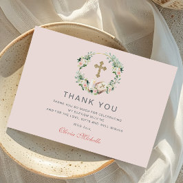 ガールバプテスマ《キリスト教》洗礼式や命名式フローラ写真 サンキューカード