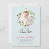 ガールバプテスマ《キリスト教》洗礼式や命名式フローラ写真 招待状 (正面)
