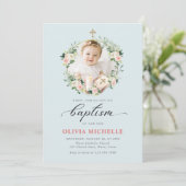 ガールバプテスマ《キリスト教》洗礼式や命名式フローラ写真 招待状 (スタンド正面)