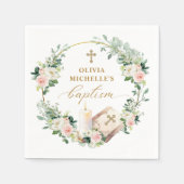 ガールバプテスマ《キリスト教》洗礼式や命名式フローラ スタンダードカクテルナプキン (正面)