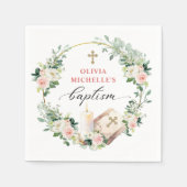 ガールバプテスマ《キリスト教》洗礼式や命名式フローラ スタンダードカクテルナプキン (正面)