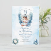 ガールバプテスマ&第1バースデーブルーフローラクロス 招待状 (スタンド正面)