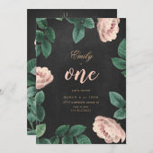 ガールバラファースト誕生日招待状シャルボード 招待状 (正面/裏面)