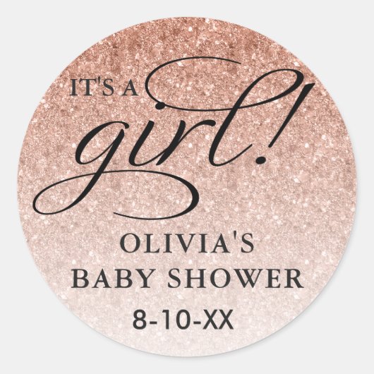 ガールバラ金ゴールドグラデーショングリッターメッセージカード ラウンドシール (正面)