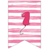 ガールバルーンをテーマにした最初の誕生日バナー バンティングフラッグ (第1の旗)