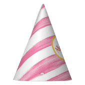 ガールバルーンをテーマにした1歳の誕生日の水彩 パーティーハット (左)