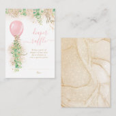 ガールバルーンユーカリ金ゴールドグリッターおむつラッフル エンクロージャーカード (正面/裏面)