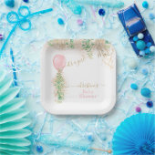 ガールバルーンユーカリ金ゴールドグリッターベビーシャワー ペーパープレート (パーティー)