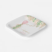 ガールバルーンユーカリ金ゴールドグリッターベビーシャワー ペーパープレート (傾斜あり)