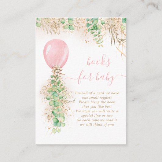 ガールバルーンユーカリ金ゴールドグリッターベビー本 エンクロージャーカード (正面)
