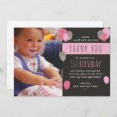 ガールバルーン誕生日サンキューカード サンキューカード (正面/裏面)