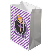 ガールバレエダンサー; Ballerina; Purple & White ミディアムペーパーバッグ (裏面アングル)