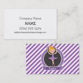 ガールバレエダンサー; Ballerina; Purple & White 名刺 (正面/裏面)