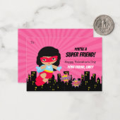 ガールバレンタインカード – スーパーヒーローAfrican American ノートカード (正面/裏面インサイチュ)