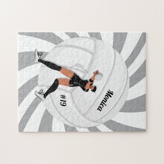 ガールバレーボール選手のキッドネームJerseyチーム番号 ジグソーパズル (横)