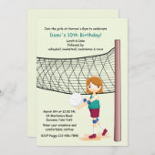 ガールバレーボール選手のバースデーパーティ招待状 招待状 (正面/裏面)