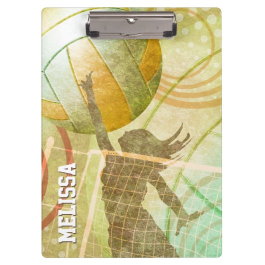 ガールバレーボール選手ネット クリップボード (正面)