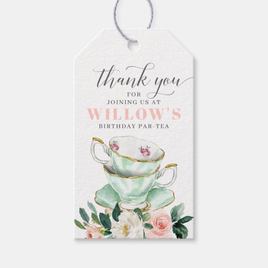 ガールバースデーパーティーティーパーティーフェイバーラベル ギフトタグ (正面)