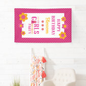 ガールバースデーパーティーパーソナライズされたかわいい春フローラ 横断幕 (インサイチュ)