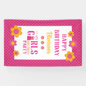 ガールバースデーパーティーパーソナライズされたかわいい春フローラ 横断幕 (横)