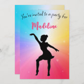 ガールバースデーパーティーパーソナライズされた絞り染めレインボー 招待状 (正面/裏面)