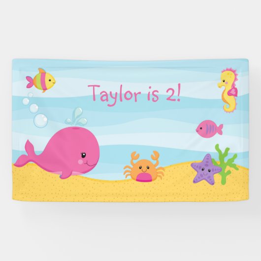 ガールバースデーパーティー海中背景バナー 横断幕 (横)