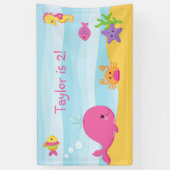 ガールバースデーパーティー海中背景バナー 横断幕 (縦)