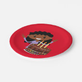 ガールバースデーパーティー（アフリカ系アメリカ人） ペーパープレート (アングル)