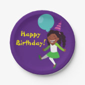 ガールバースデーパーティー(アフリカ系アメリカ人) ペーパープレート (正面)