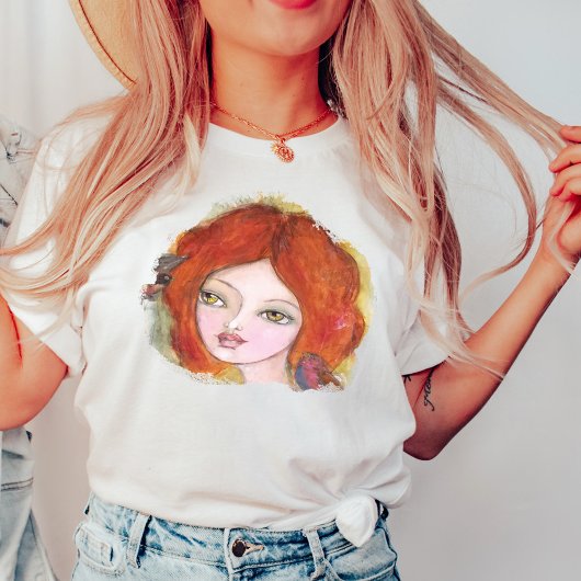 ガールバードヴィンテージおとぎ話ルックお洒落ス トライブレンドTシャツ