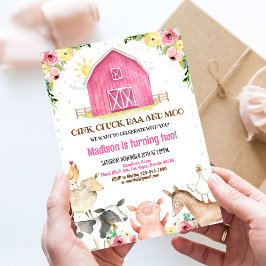 ガールバーンファームアニマルズ納屋周囲の庭誕生日 招待状