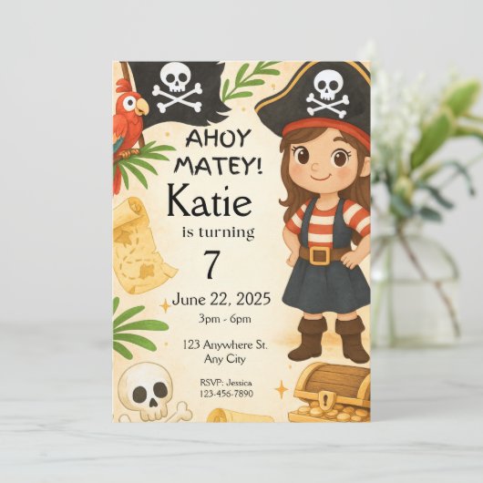 ガールパイレーツ誕生日招待状アホイマテイパーティー 招待状 (スタンド正面)