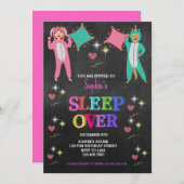 ガールパジャマパーティー,スリーポバーパーティー,スランバー誕生日 招待状 (正面/裏面)