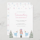 ガールパステルピンクナツクラッカー誕生日招待状 招待状 (正面/裏面)