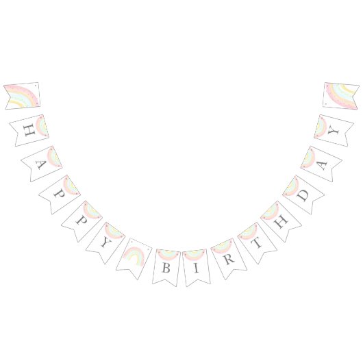 ガールパステルレインボーバースデーパーティーのバンティングバナー バンティングフラッグ (全)