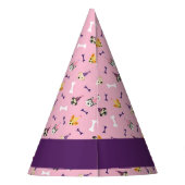 ガールパピーパーティー、ピンクとパープルドッグ誕生日 パーティーハット (裏面)