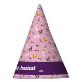 ガールパピーパーティー、ピンクとパープルドッグ誕生日 パーティーハット (右)