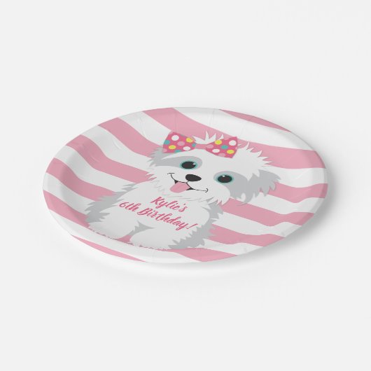 ガールパピー誕生日パーティー ペーパープレート (アングル)