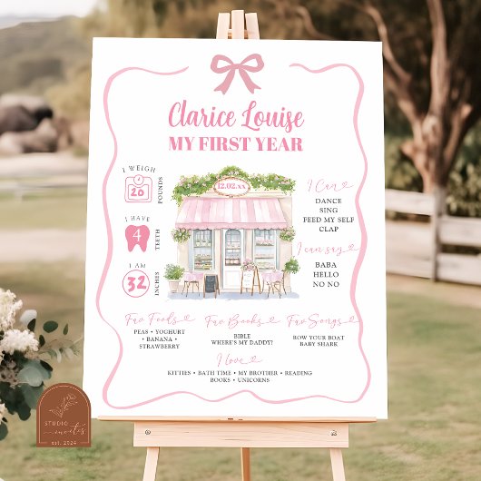 ガールパリコケフランスのットファースト誕生日サイン ポスター