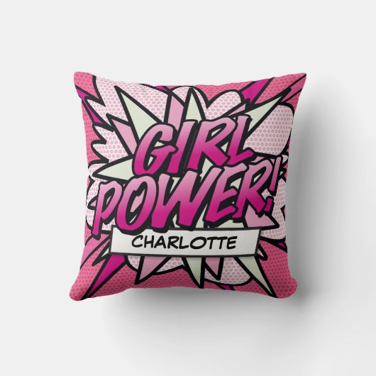 ガールパワーおもしろいレトロ漫画ブックアーポップ・アートのト クッション (裏面)