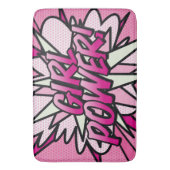 ガールパワーおもしろいレトロ漫画ブックアーポップ・アートのト バスマット (正面縦)