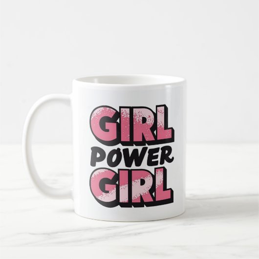 ガールパワーはっきりしたタイポグラフィ- Empowering Graphic コーヒーマグカップ (左)